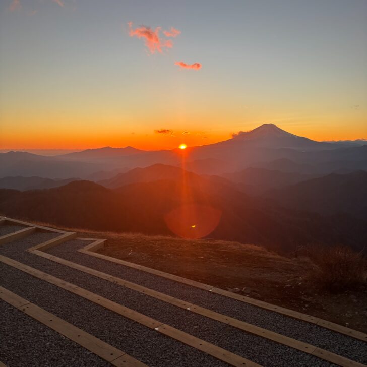 夕陽と富士山